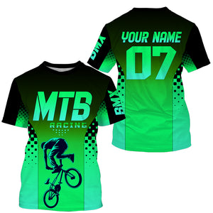 Green MTB Racing Jersey Kids Youth Mountain Biking Shirt UPF30+ Mens Cycling Jersey Boys Girls| SLC278