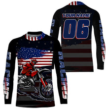 Load image into Gallery viewer, USA Motocross kid adult jersey personalized upf30+ patriotic off-road biker shirt motorcycle PDT438