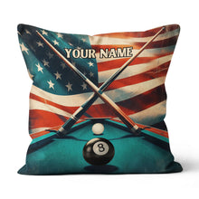 Load image into Gallery viewer, Personalized US Flag 8 Ball Billiard Pillow, Throw Pillow Billiard Gifts VHM0902