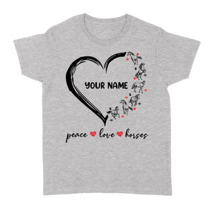 Peace love horses tattoo customized name horse shirt for girl, horse shirts D06 NQS2908 - Standard Women's T-shirt