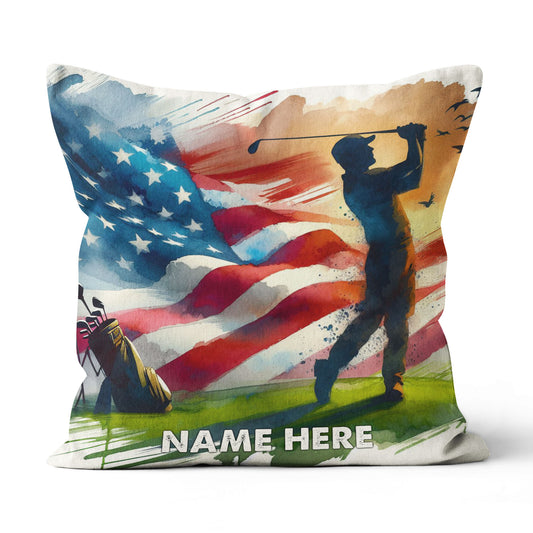 Watercolor Usa Flag Custom Golf Pillow Personalized Patriotic Golf Gifts LDT1176