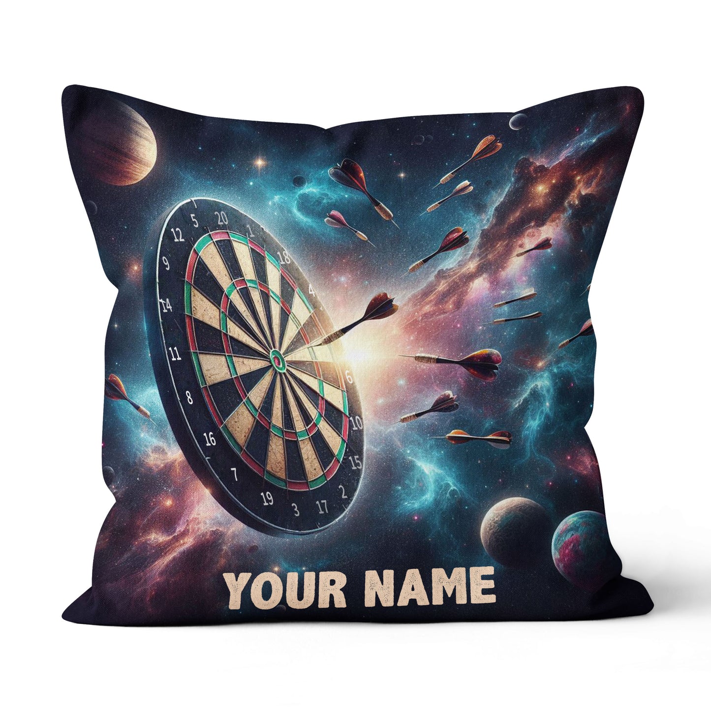 Dartboard In Galaxy Custom Darts Throw Pillow Personalized Dart Gifts LDT1150