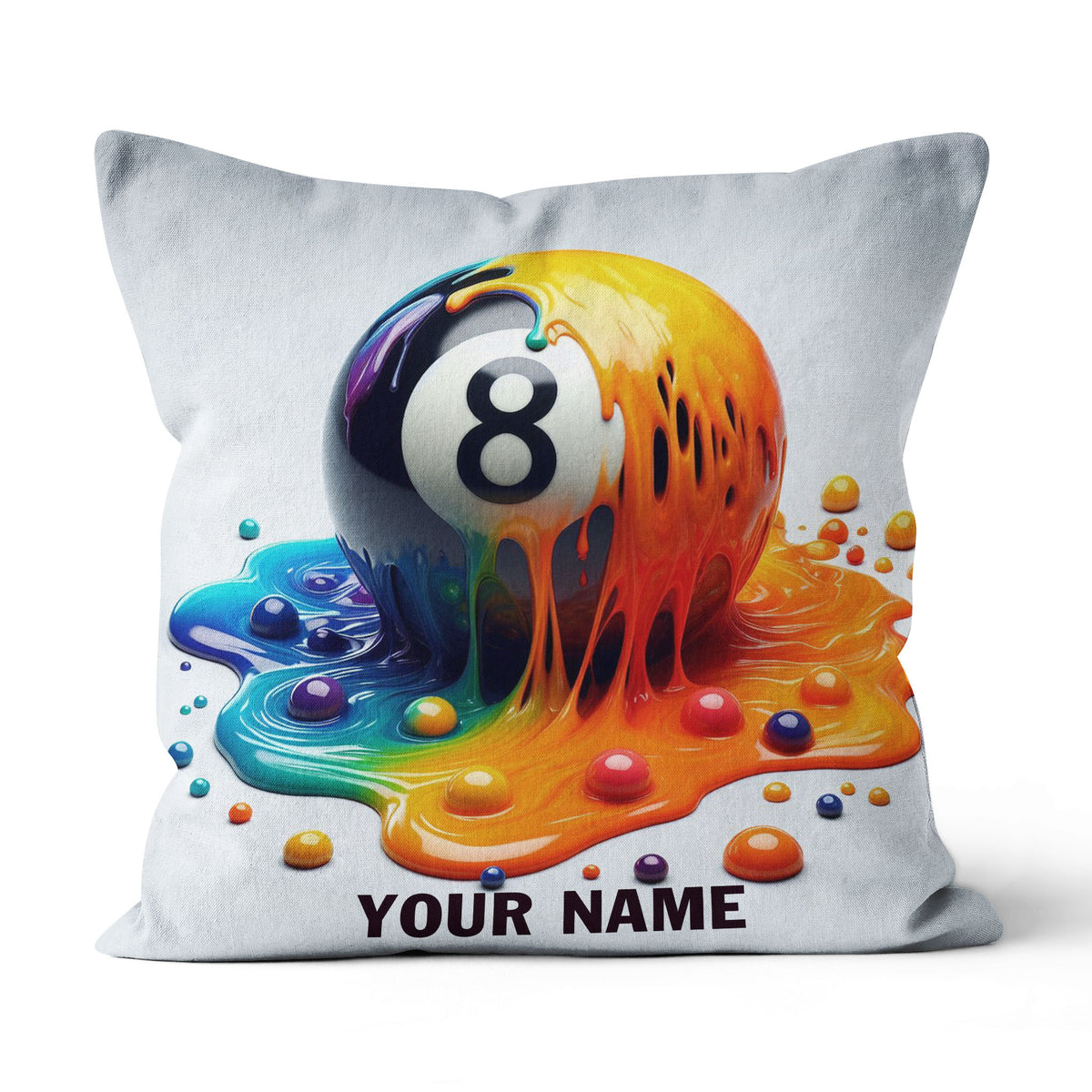Custom Colorful Melting 8 Ball Pool Throw Pillows, Best Billiard Pillow Decor TDM0814