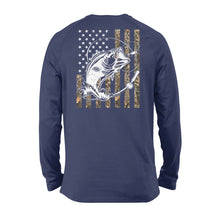Load image into Gallery viewer, Bass Camouflage USA Flag bass fishing love fishing - Standard Long Sleeve