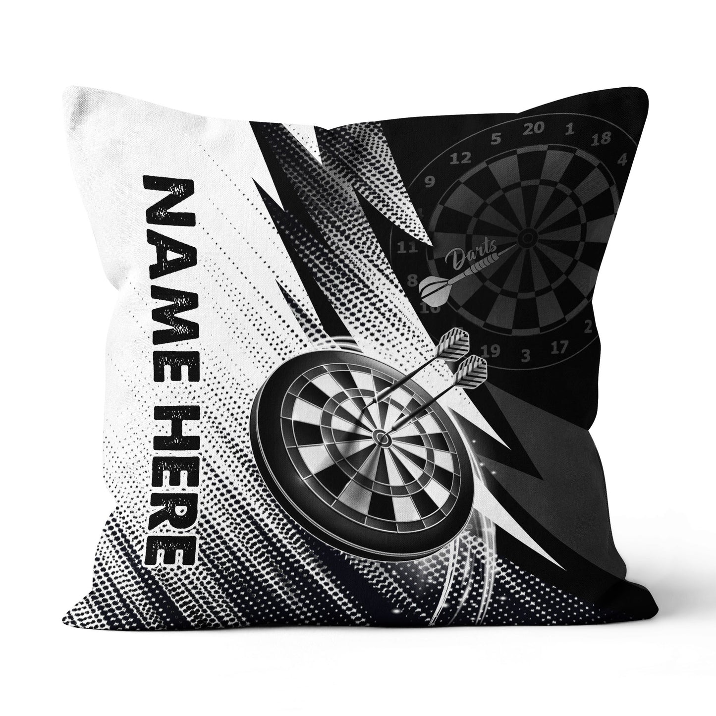 Black White Dartboard Custom Darts Throw Pillow Personalized Darts Gifts LDT1185