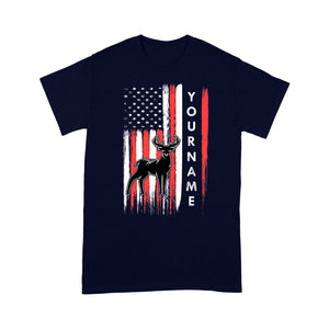 American flag deer hunting custom name shirt, personalized deer hunting apparel T-shirt- NQS1206