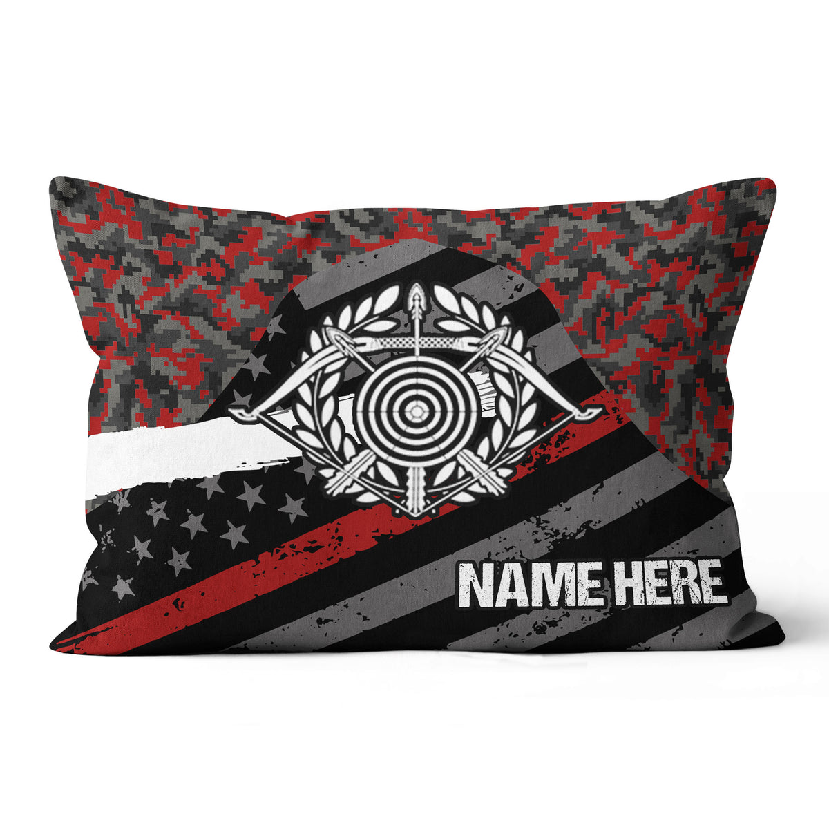 Personalized Red Retro US Flag Archery Pillow Gifts For Archery Lovers VHM0912