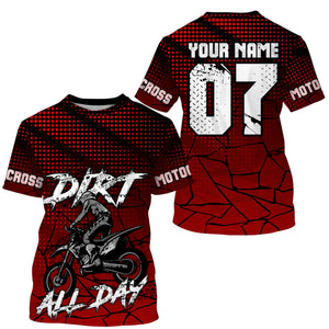 Custom MX racing jersey red Dirt All Day UPF30+ men women kid extreme biker motorcycle shirt PDT87