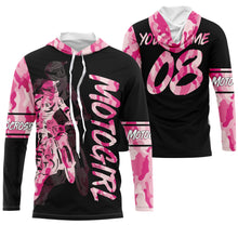 Load image into Gallery viewer, MotoGirl personalized jersey UPF30+ motocross girl pink camo dirt bike riding shirt women bikers NMS1022