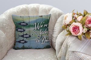 Hooked on Daddy Personalized Pillow (Insert Included) Fathers Day Gift Fishing Dad All-over Print| NPL165