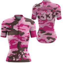 Load image into Gallery viewer, Pink Camo Custom Womens Cycling Jersey Female Biker Riding Road Cycle Mountain Bicycling Shirt| NMS843