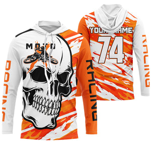 Skull MotoXjersey custom motocross UPF30+ adult kid orange dirt bike racing motorcycle racewear NMS995