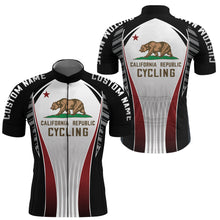 Load image into Gallery viewer, Black California cycling jersey for men &amp; women with 3 pockets UPF50+ full zip MTB BMX bike shirt| SLC158