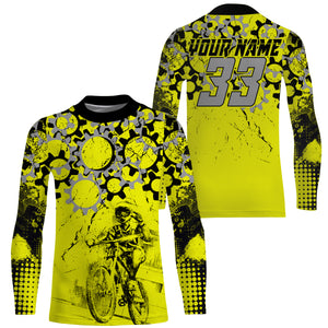 Personalized Yellow MTB jersey UPF30+ adult kid mountain bike shirt Enduro bicycle cycling racewear| SLC57