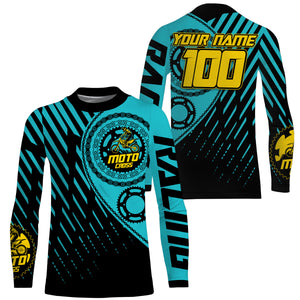 Custom turquoise motocross jersey UV protect kid&adult dirt bike sprocket chain MX racing off-road| NMS895