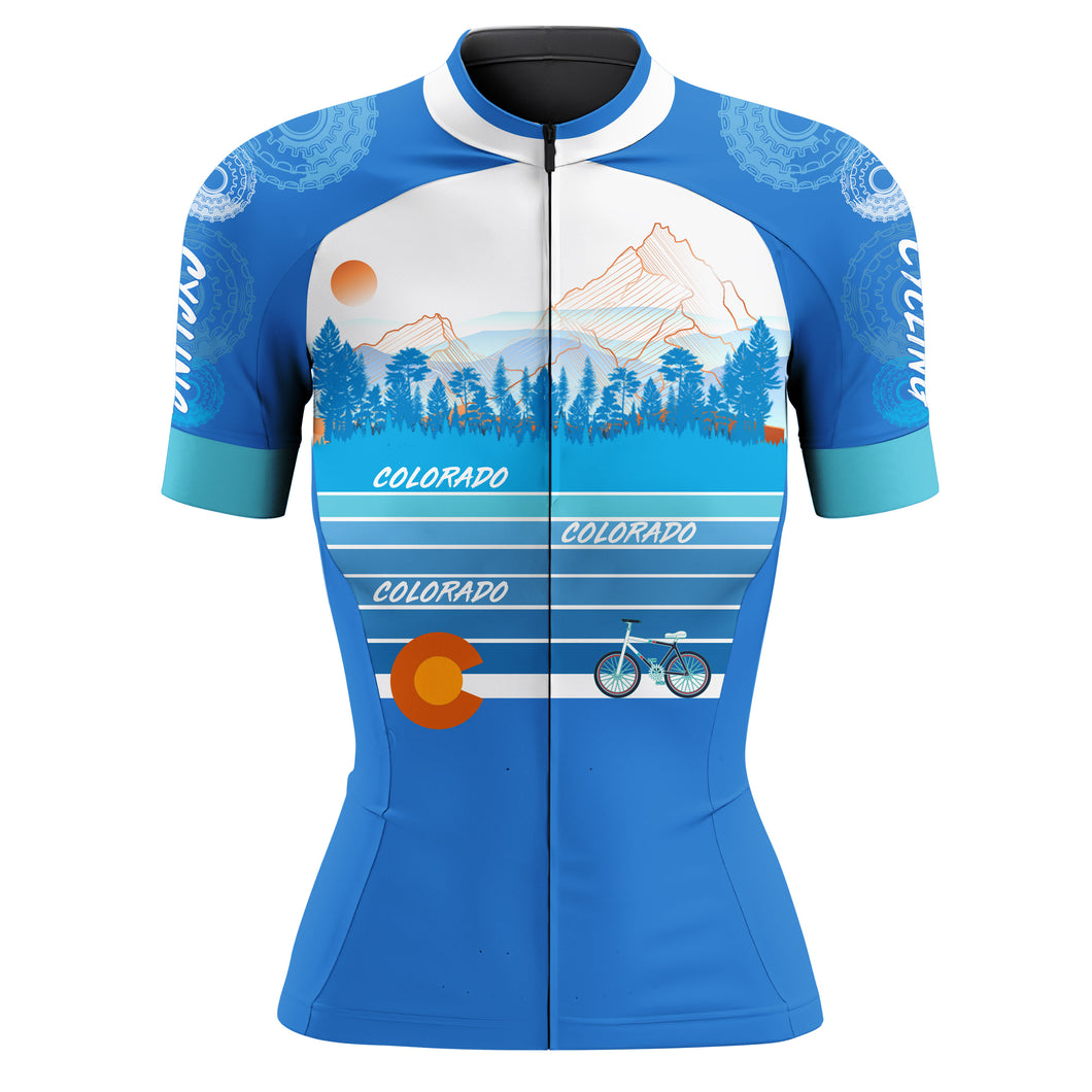 CO Colorado Womens Cycling Jersey Custom Name&Number Female Cyclist Bicycle Riders Cross Country Biking| NMS797
