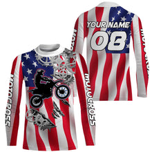 Load image into Gallery viewer, American Flag Motocross jersey custom name UV protective adult&amp;kid dirt bike sprocket off-road| NMS900