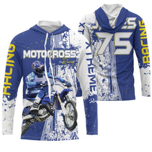 Load image into Gallery viewer, Custom Motocross jersey kid men women UV protective MX blue biker racing shirt extreme motorcycle PDT78