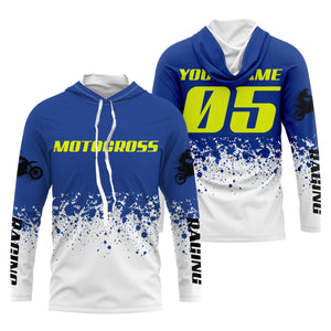 Custom motocross jersey blue dirt bike UPF30+ kids men women racing enduro motorcycle off-road NMS1031