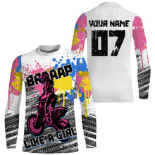 Load image into Gallery viewer, Brap Girl Custom Motocross Jersey Women Girls Biker Dirt Bike Shirt Long Sleeves NMS1353