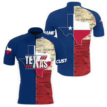 Load image into Gallery viewer, Texas Men&#39;s cycling jersey with full zip UPF50+ bike shirt 3-rear pockets MTB BMX cycle gear| SLC144