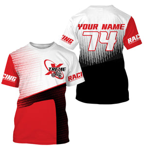 Personalized dirt bike jersey UPF30+ motocross racing red MX youth kid adult shirt motorcycle PDT111