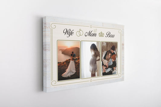 Personalized Canvas| Mom Wife Boss| Custom Photo Canvas| Birthday Gift for Her, Mother, Wife Mother's Day, Christmas Gift| N1488