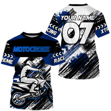 Load image into Gallery viewer, Blue custom Motocross jersey UV protective MX shirt for kid men women dirt bike racing racewear PDT65