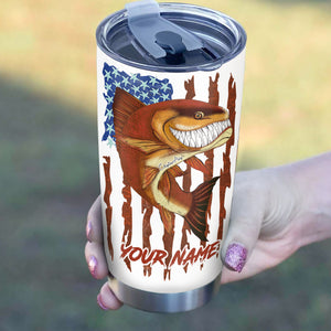 1pc funny Redfish fishing American flag ChipteeAmz's art Custom Stainless Steel Tumbler Cup AT063