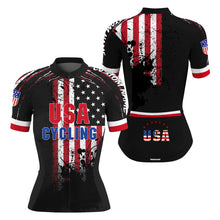 Load image into Gallery viewer, American flag bike jersey with 3 pockets UPF50+ Men &amp; Women cycling jersey MTB BMX cycle gear| SLC159