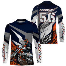 Load image into Gallery viewer, Orange custom name&amp;number MX racing jersey kids men women Motocross UV dirt bike shirt motorcycle PDT138