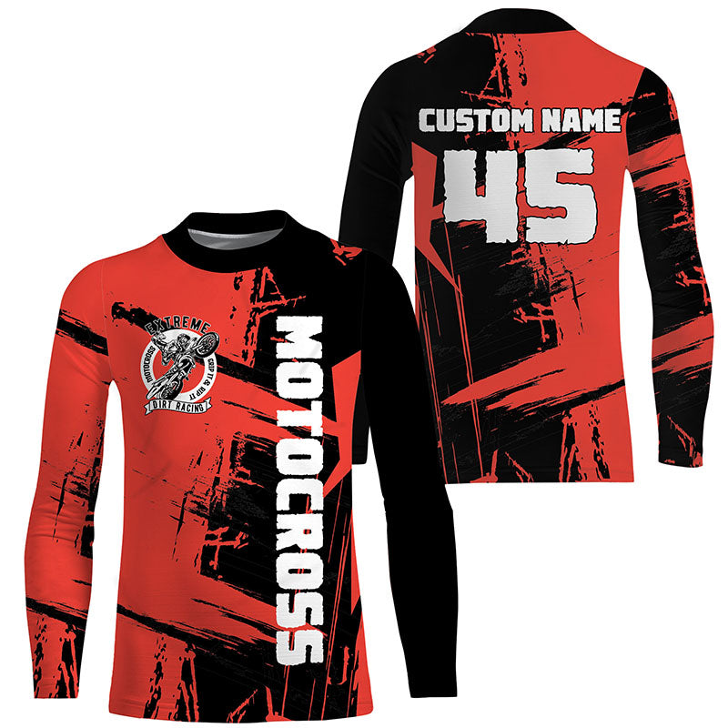 Personalized Red Motocross Jersey Youth&Adult UPF30+ Extreme Dirt Bike –  ChipteeAmz