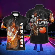 Load image into Gallery viewer, Men Polo Bowling Slayer Shirt, Personalized Skull Bowlers Jersey Short Sleeves NBP69