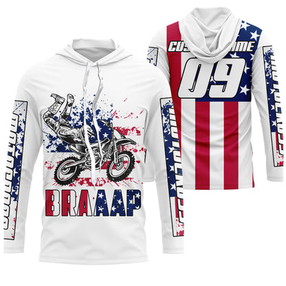 US flag Brap custom motocross jersey kid men women UPF30+ dirt bike Patriotic offroad motorcycle NMS964