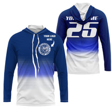 Load image into Gallery viewer, Custom logo motorcycle racing jersey UPF30+ adult kid blue motocross off-Road dirtbike riders NMS1019