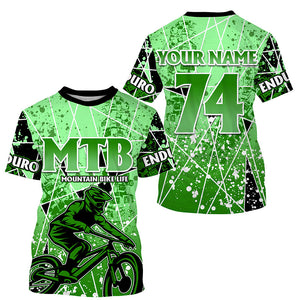 MTB life Personalized adult kid MTB jersey UPF30+ Green mountain bike gear Cycling downhill shirt| SLC226