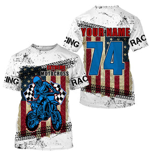 Personalized Motocross jersey for kid adult UPF30+ Patriotic dirt bike shirt American Flag PDT398