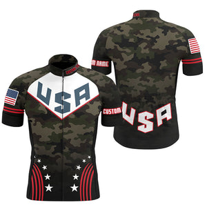 Camo American cycling jersey Men with 3 pockets Custom USA bike shirts UPF50+ bicycle clothing| SLC198