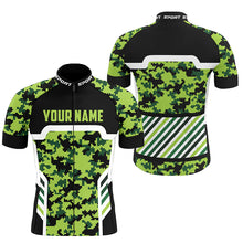 Load image into Gallery viewer, Green camouflage Mens cycling jersey with pockets UPF50+ Custom bike shirts Full zip bicycle gear| SLC188