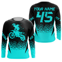 Load image into Gallery viewer, Turquoise MX racing jersey personalized motocross UPF30+ adult&amp;kid dirt bike off-road motorcycle| NMS876