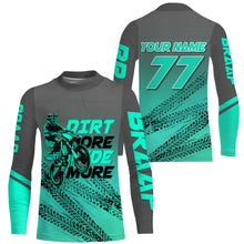 Load image into Gallery viewer, Kid adult custom motocross jersey turquoise blue UPF30+ dirt bike MX racing Dirt More Ride More NMS977