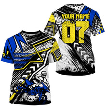 Load image into Gallery viewer, Blue Motocross jersey youth kid adult dirt bike custom UPF30+ MX riding extreme shirt motorcycle PDT93