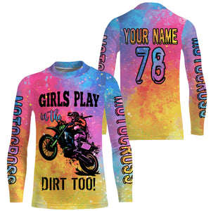 Women girls custom motocross jersey Girls Play in The Dirt Too UPF30+ dirt bike racing off-road NMS967