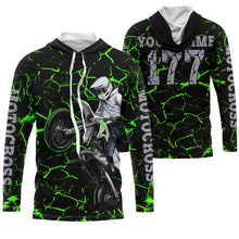 Load image into Gallery viewer, Youth kid adult Motocross racing jersey green shirt custom UV protective off-road MX extreme biker PDT35