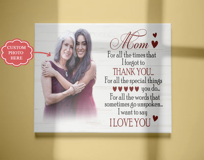 Personalized Mom Canvas| Mom I Love You| Custom Mom Photo Wall Art, Mother's Day Gift, Birthday Gift for Mom, Mother| N1456
