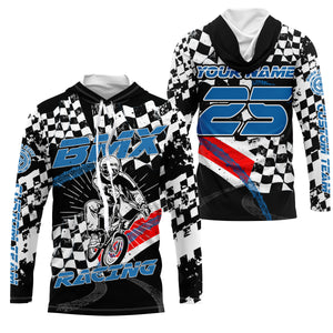 Kid BMX jersey UPF30+ checkered flag BMX shirt mens boys bicycle motocross gear cycling clothes| SLC103