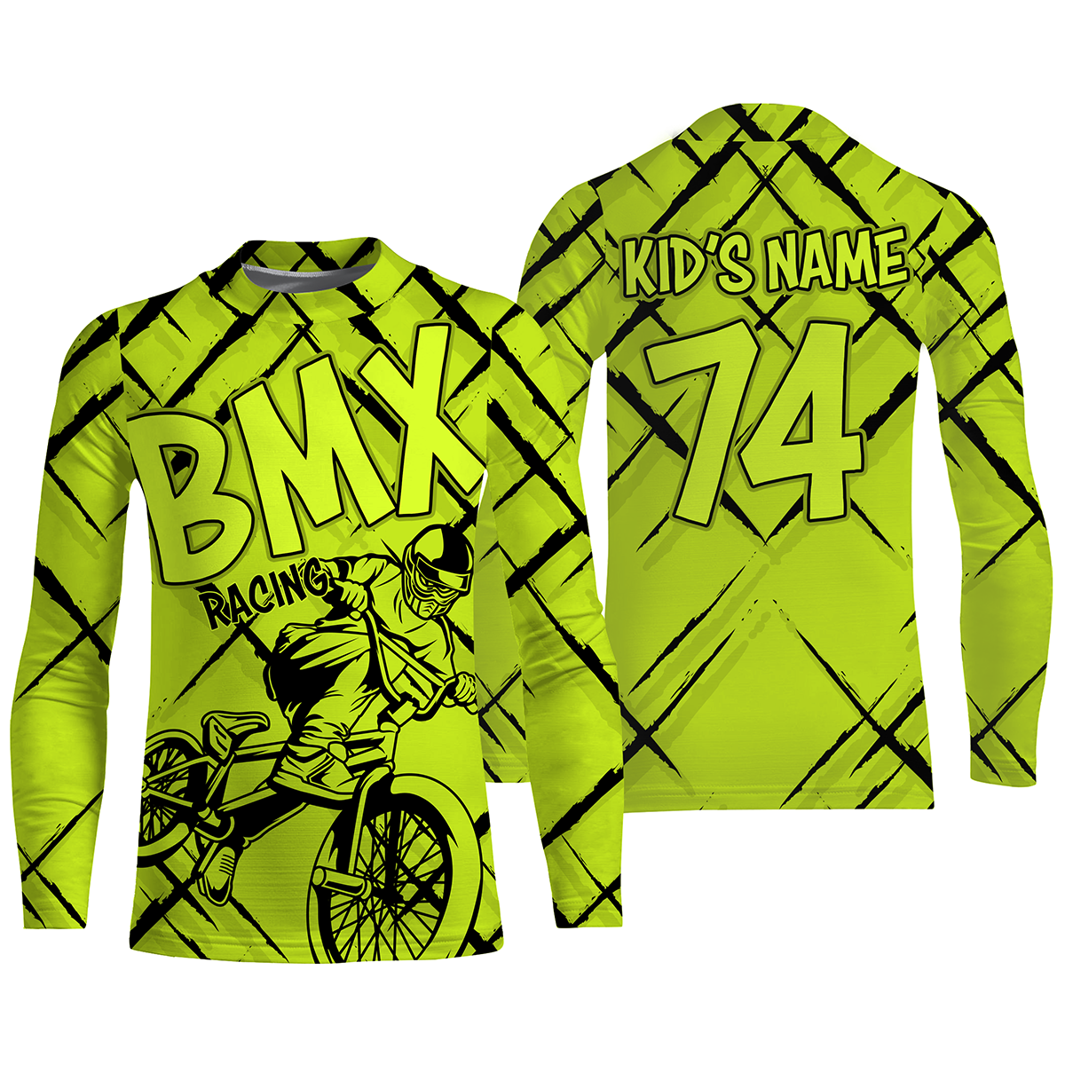 Custom Green BMX racing jersey UPF30+ Adult kid biking shirt Extreme cycling bicycle racewear| SLC55