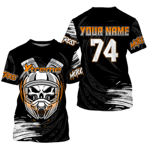 Xtreme MX custom racing jersey UV protective Motocross orange dirt bike skull motorcycle shirt PDT55