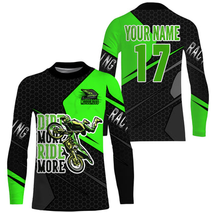 MX custom green adult&kid jersey UPF30+ Dirt More Ride More biker off-road motorcycle racewear PDT51