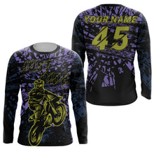 Load image into Gallery viewer, Purple personalized dirt bike jersey adult&amp;kid UV protective off-road Just Ride motorcycle shirt PDT02